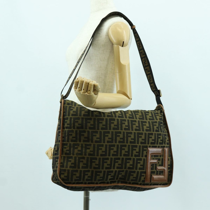 【日本直送】FENDI Zucca帆布單肩包 黑色棕色 正品 173487V-22