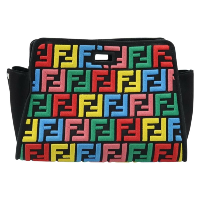 【日本直送】FENDI Zucca帆布Peek A Boo Defender單肩包 黑色銀色 正品 ARZ227V-1