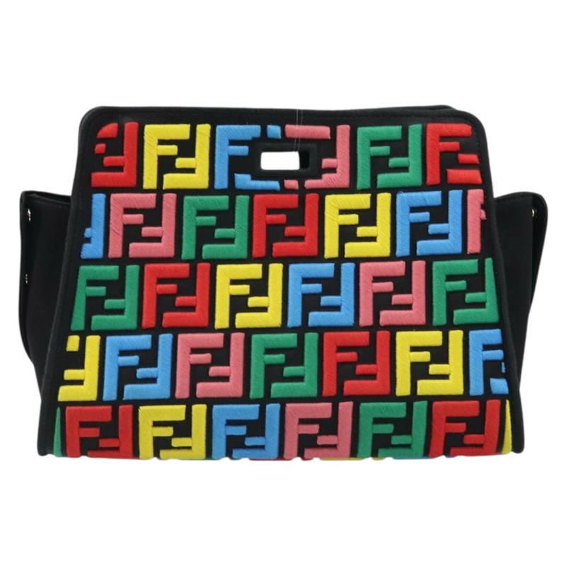 【日本直送】FENDI Zucca帆布Peek A Boo Defender單肩包 黑色銀色 正品 ARZ227V-12