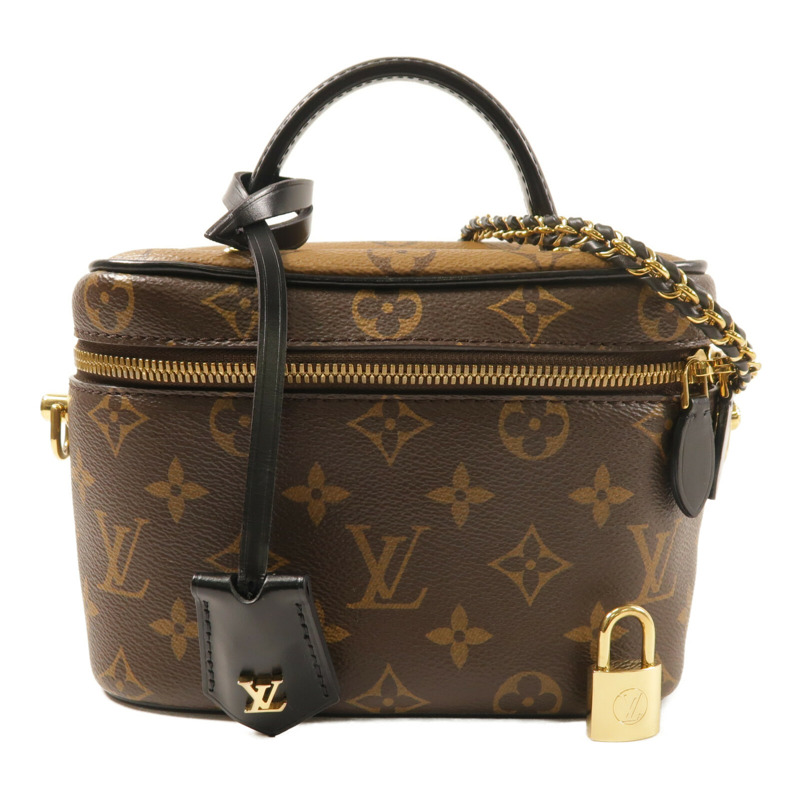 LOUIS VUITTON Monogram Reverse Vanity PM金扣鏈帶手挽肩背兩用袋-6