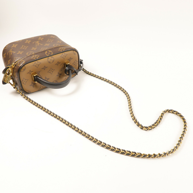 LOUIS VUITTON Monogram Reverse Vanity PM金扣鏈帶手挽肩背兩用袋-7