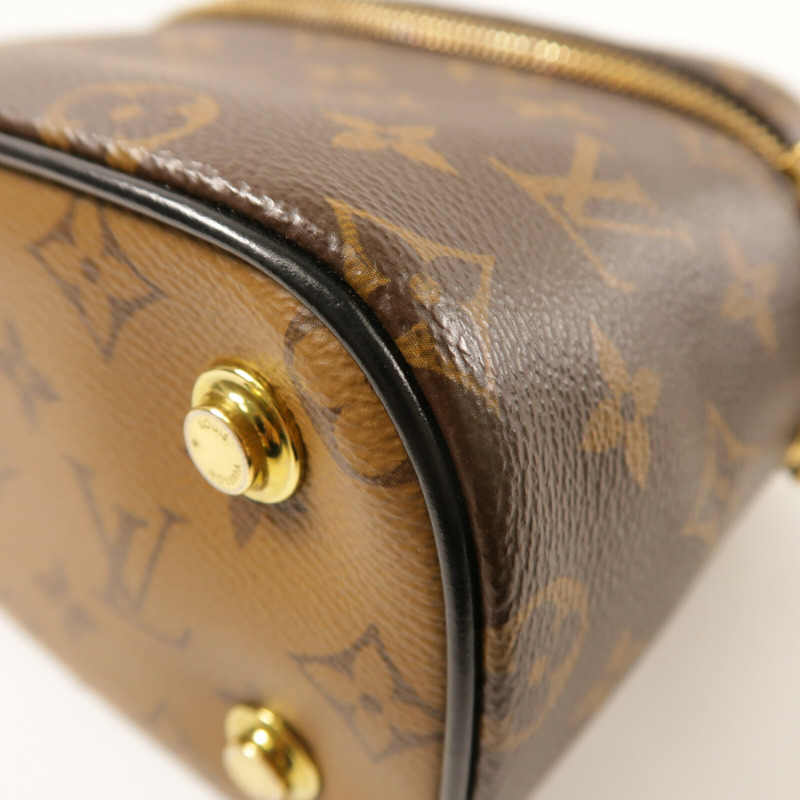 LOUIS VUITTON Monogram Reverse Vanity PM金扣鏈帶手挽肩背兩用袋-9