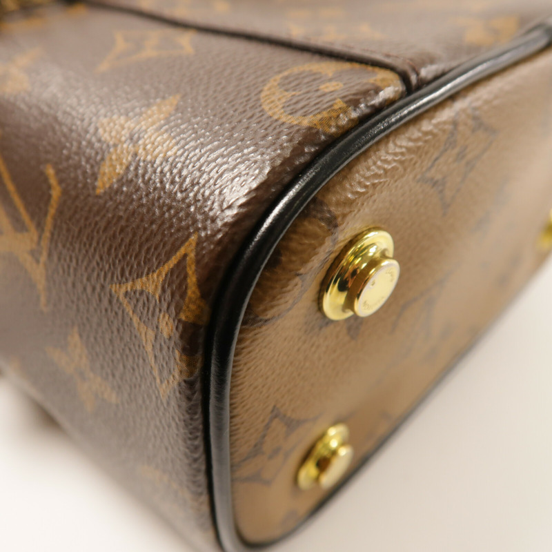 LOUIS VUITTON Monogram Reverse Vanity PM金扣鏈帶手挽肩背兩用袋-10
