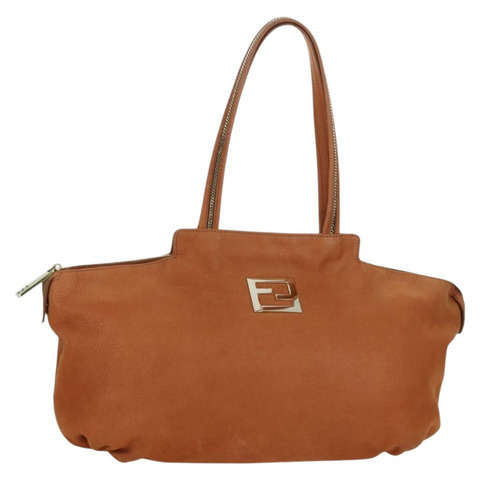 FENDI 棕色金色皮革手提包 正品 ARZ252V