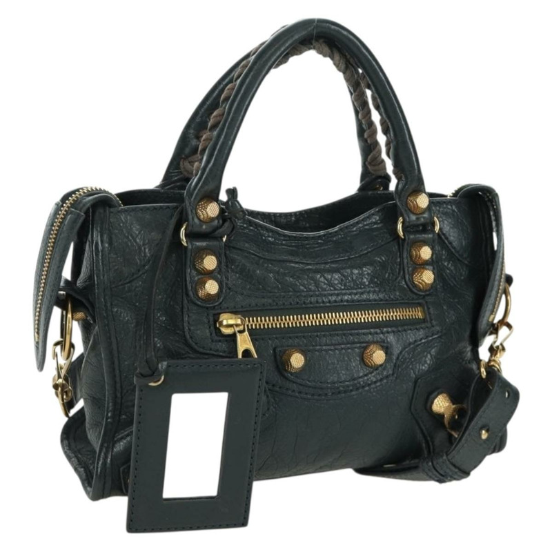 【日本直送】BALENCIAGA 經典迷你都會包 皮革 兩用 海軍藍/金色 309544 正品 168313SAV-0