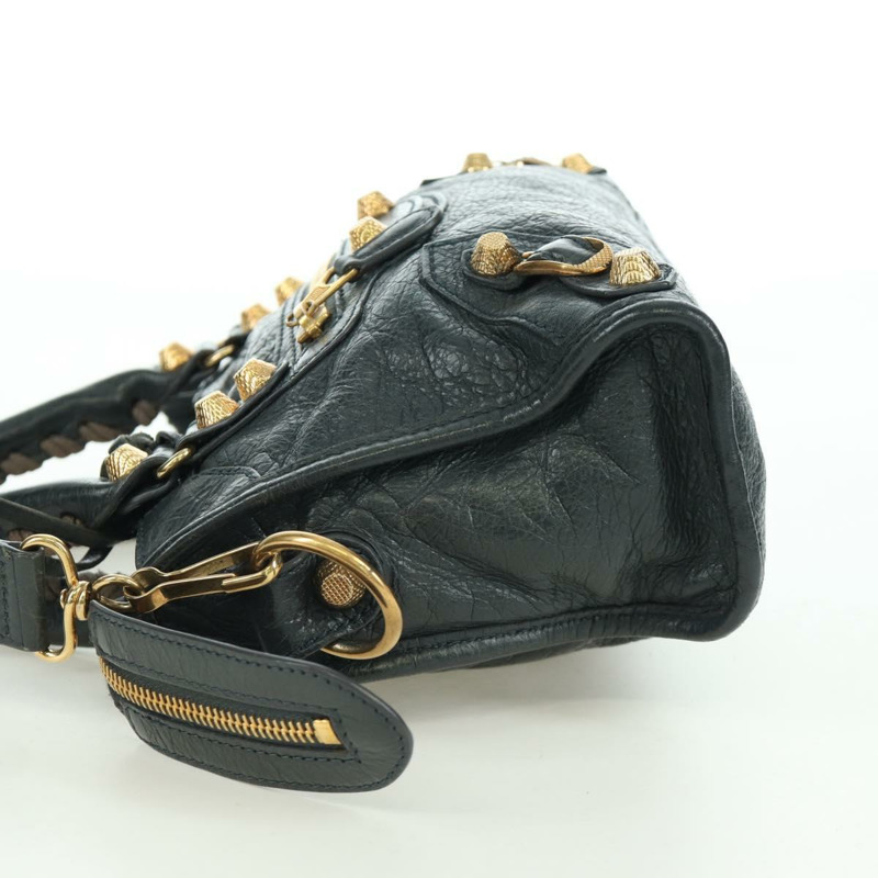 【日本直送】BALENCIAGA 經典迷你都會包 皮革 兩用 海軍藍/金色 309544 正品 168313SAV-2