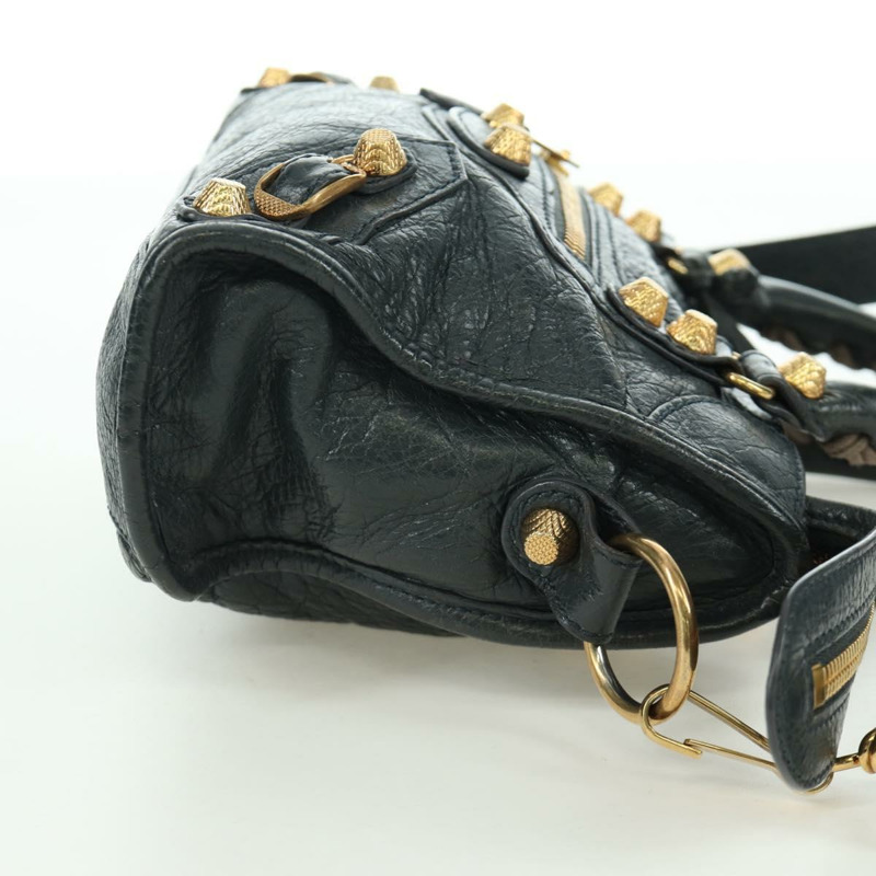 【日本直送】BALENCIAGA 經典迷你都會包 皮革 兩用 海軍藍/金色 309544 正品 168313SAV-3