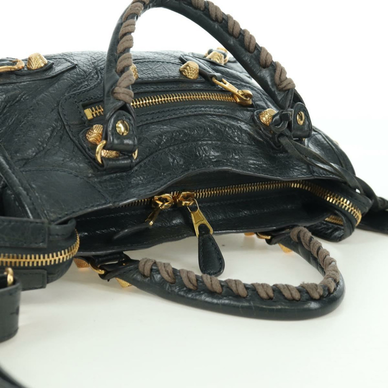 【日本直送】BALENCIAGA 經典迷你都會包 皮革 兩用 海軍藍/金色 309544 正品 168313SAV-5