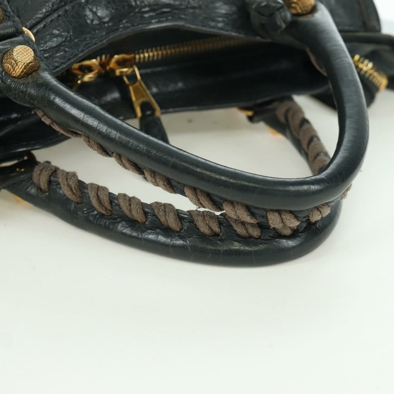 【日本直送】BALENCIAGA 經典迷你都會包 皮革 兩用 海軍藍/金色 309544 正品 168313SAV-6