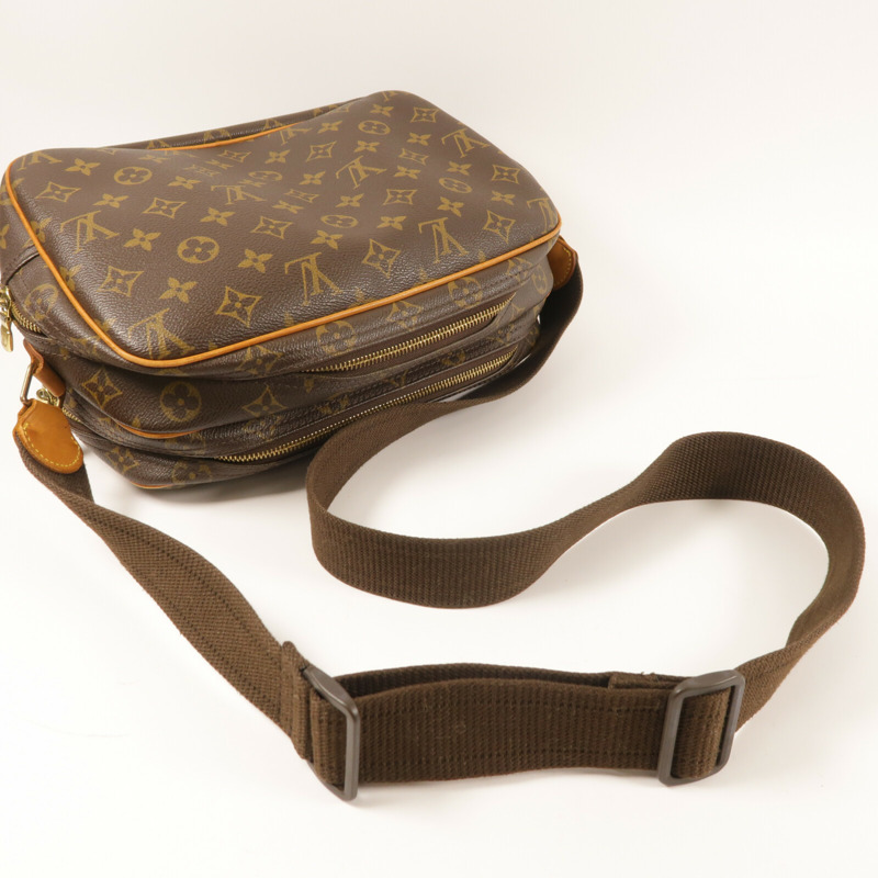 LOUIS VUITTON Monogram Reporter PM金扣肩背袋棕色-7