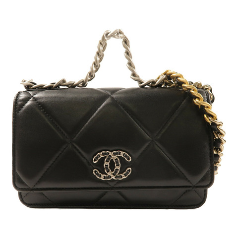 CHANEL 羊皮皮革Matelasse19 Wallet On Chain鏈帶手挽肩背兩用袋