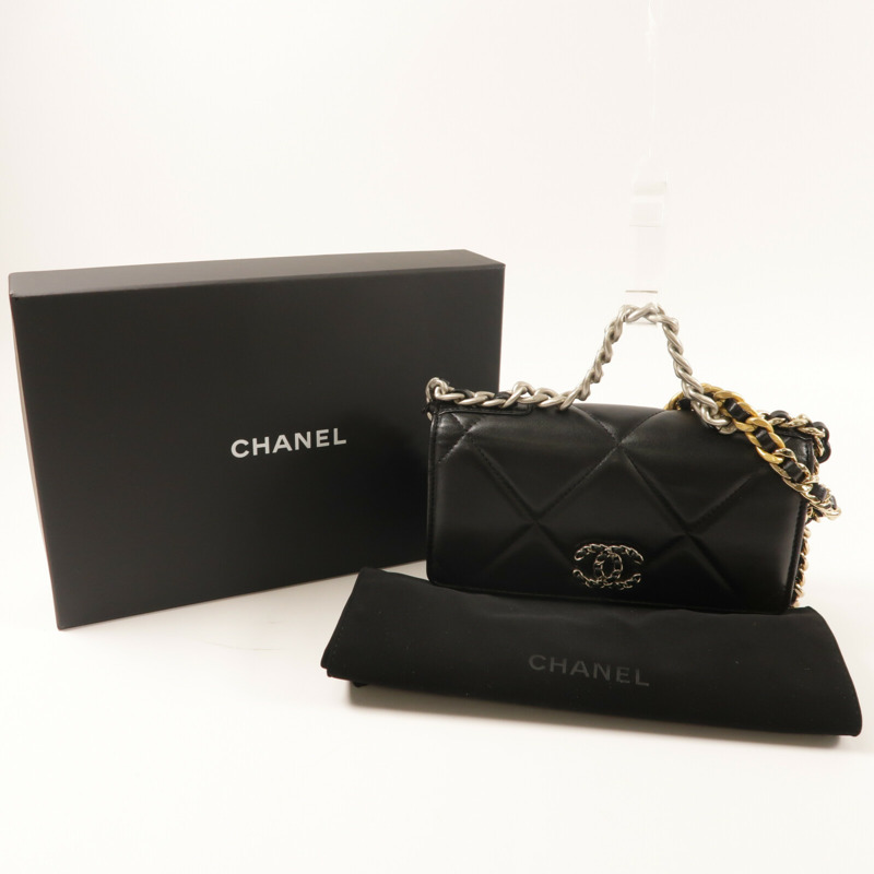 CHANEL 羊皮皮革Matelasse19 Wallet On Chain鏈帶手挽肩背兩用袋-9