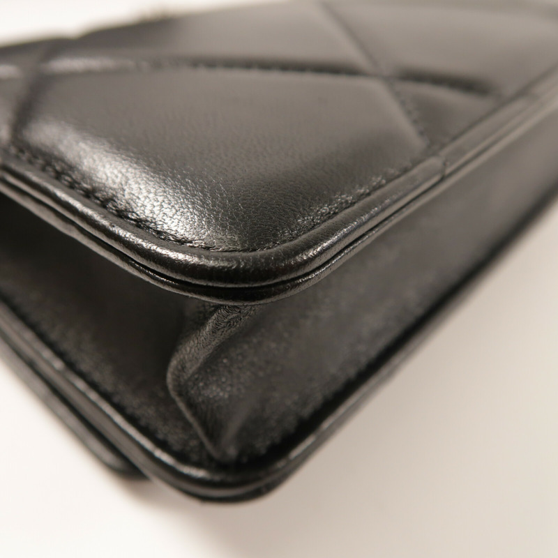 CHANEL 羊皮皮革Matelasse19 Wallet On Chain鏈帶手挽肩背兩用袋-12