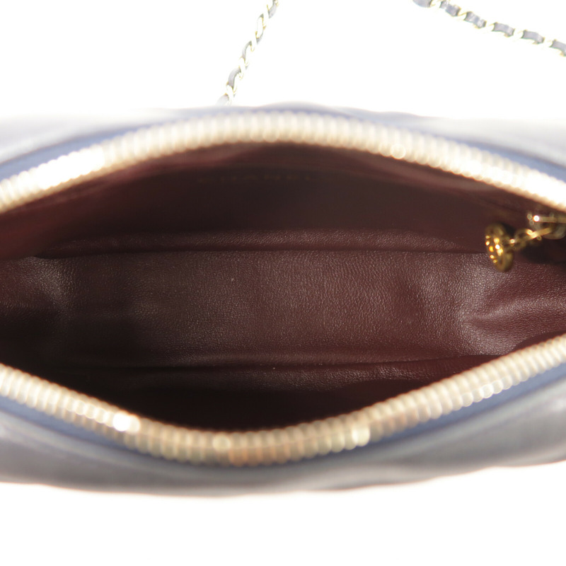 CHANEL 羊皮皮革Camera Bag金扣鏈帶肩背袋-4