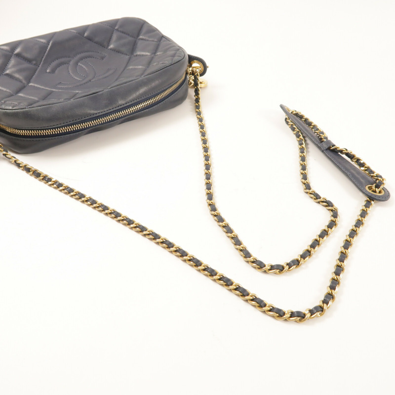 CHANEL 羊皮皮革Camera Bag金扣鏈帶肩背袋-8