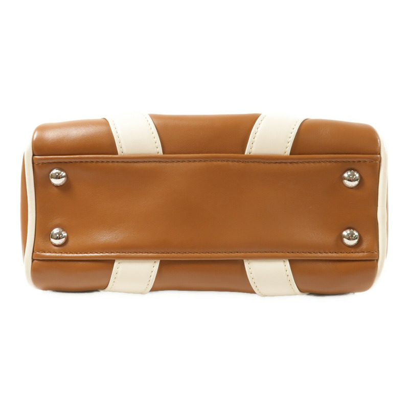 PRADA 牛皮皮革Bowling Bag銀扣手挽肩背兩用袋-3