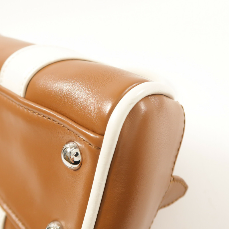 PRADA 牛皮皮革Bowling Bag銀扣手挽肩背兩用袋-11