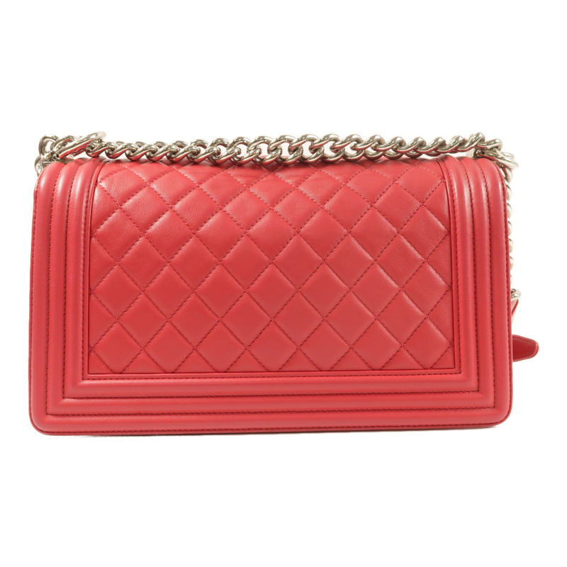 CHANEL 羊皮皮革Boy 25銀扣鏈帶肩背袋-1