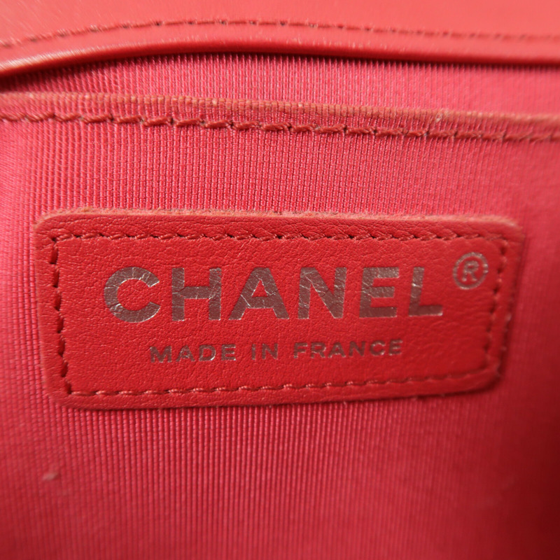 CHANEL 羊皮皮革Boy 25銀扣鏈帶肩背袋-5