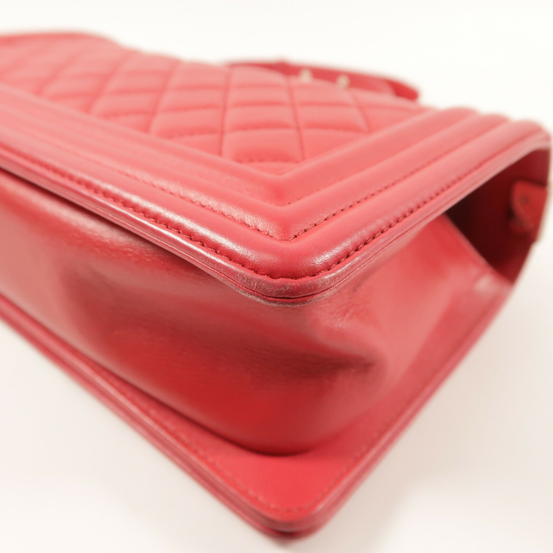 CHANEL 羊皮皮革Boy 25銀扣鏈帶肩背袋-14