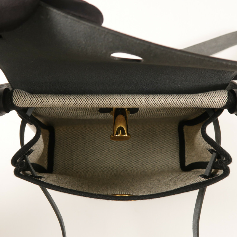 HERMES 帆布Mini Herbag金扣肩背袋-4