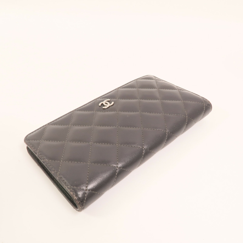 CHANEL 羊皮皮革Long Wallet銀扣長錢包-6