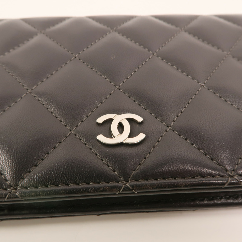 CHANEL 羊皮皮革Long Wallet銀扣長錢包-7