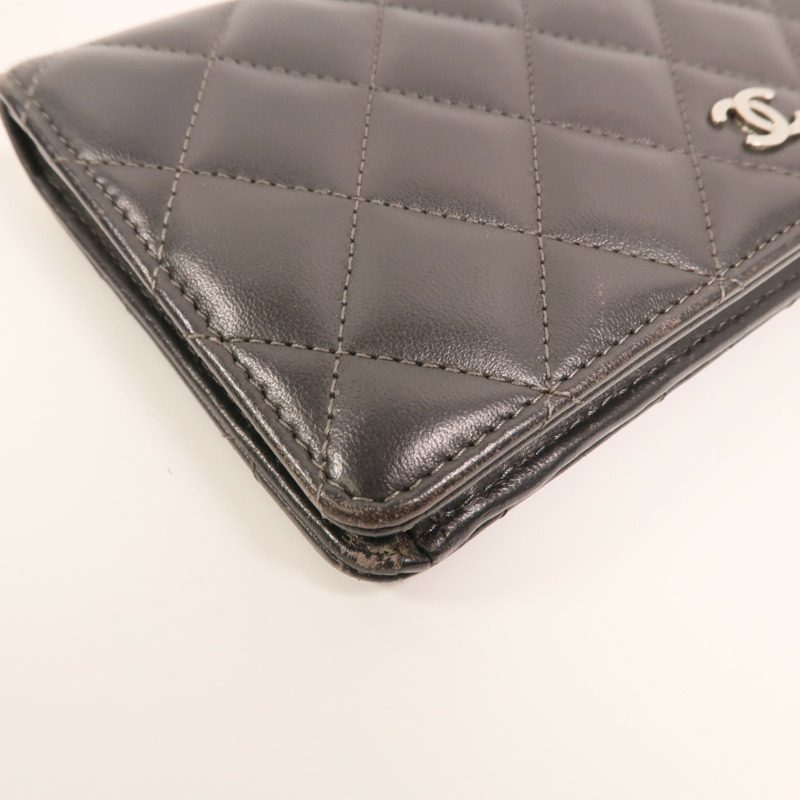 CHANEL 羊皮皮革Long Wallet銀扣長錢包-10