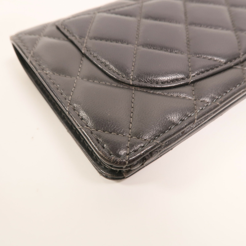 CHANEL 羊皮皮革Long Wallet銀扣長錢包-12