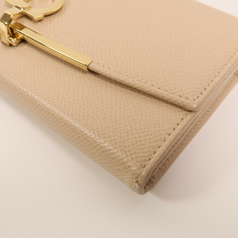 Salvatore Ferragamo 牛皮皮革Gancini Continental Wallet金扣長錢包-9