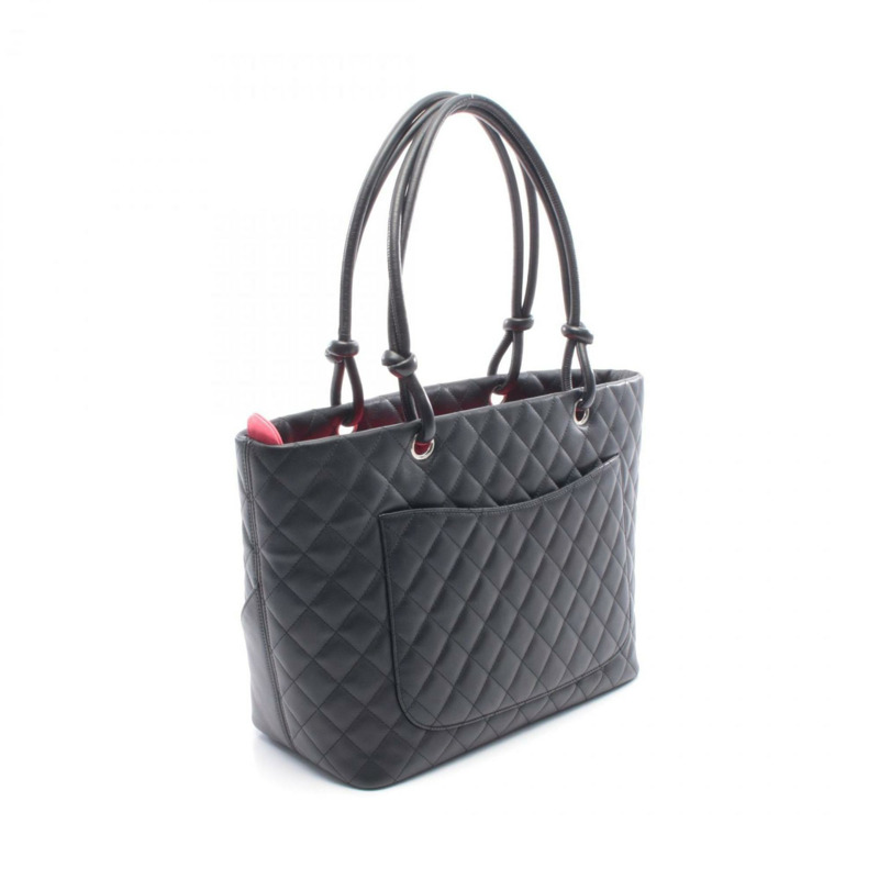 香奈兒 Cambon 系列大手提包，皮革，女士，黑白-1