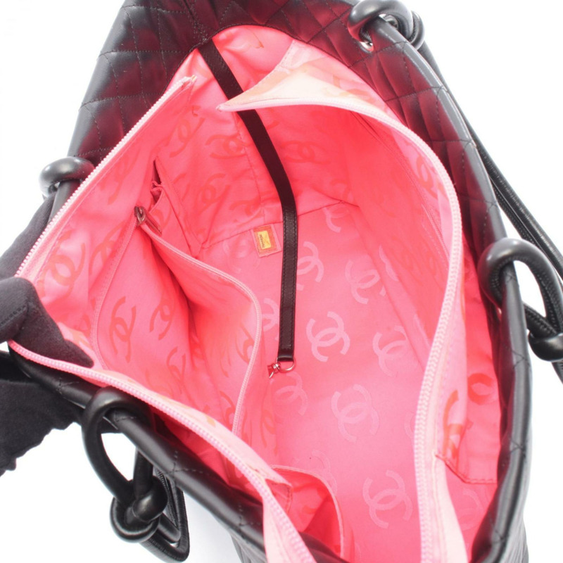 香奈兒 Cambon 系列大手提包，皮革，女士，黑白-2