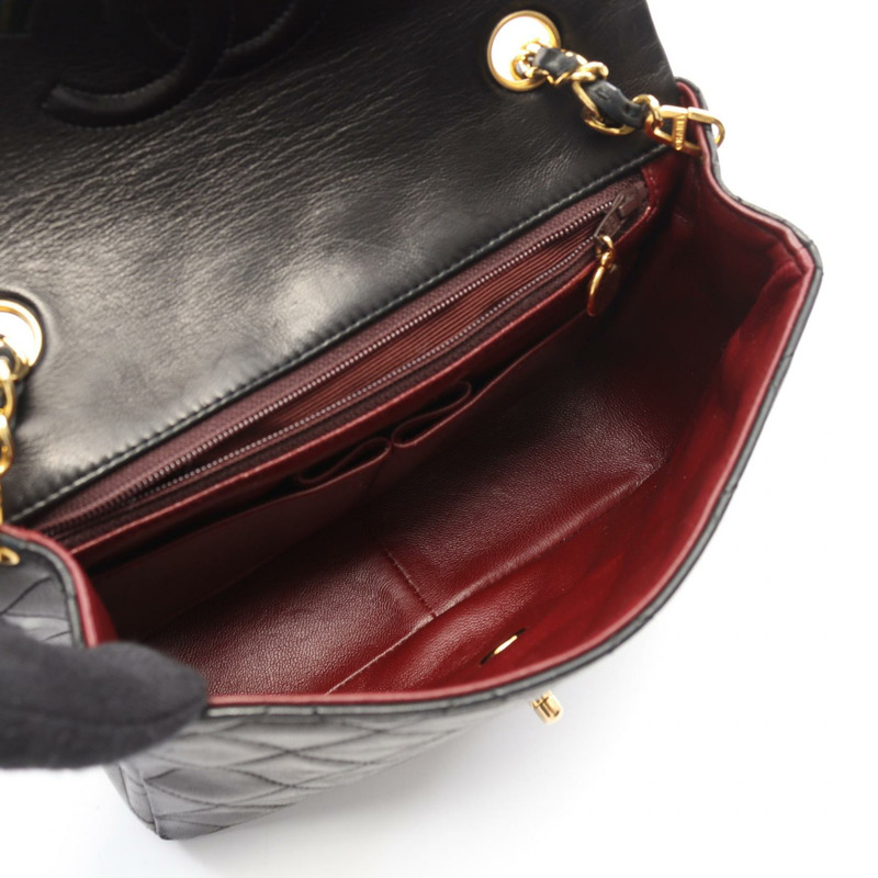 香奈兒 (CHANEL) 迷你絎縫 20 鏈條斜背包 A01163 羊皮 黑色 二手-2