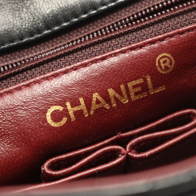 香奈兒 (CHANEL) 迷你絎縫 20 鏈條斜背包 A01163 羊皮 黑色 二手-3