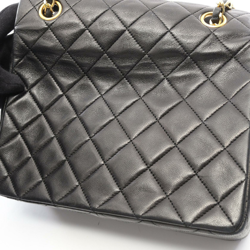 香奈兒 (CHANEL) 迷你絎縫 20 鏈條斜背包 A01163 羊皮 黑色 二手-9