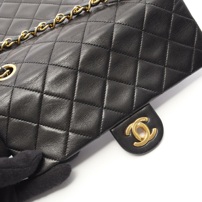 香奈兒 (CHANEL) 迷你絎縫 20 鏈條斜背包 A01163 羊皮 黑色 二手-10