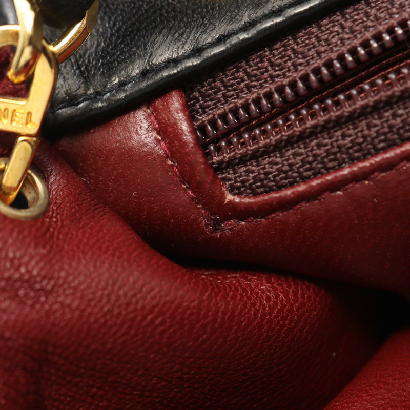 香奈兒 (CHANEL) 迷你絎縫 20 鏈條斜背包 A01163 羊皮 黑色 二手-11