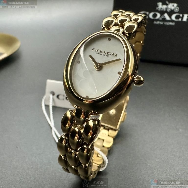 COACH手錶,編號CH00262,22mm, 28mm金色錶殼,金色錶帶款-1