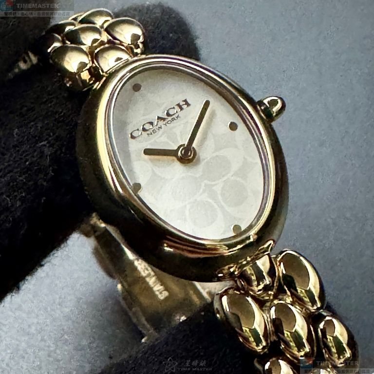 COACH手錶,編號CH00262,22mm, 28mm金色錶殼,金色錶帶款-3