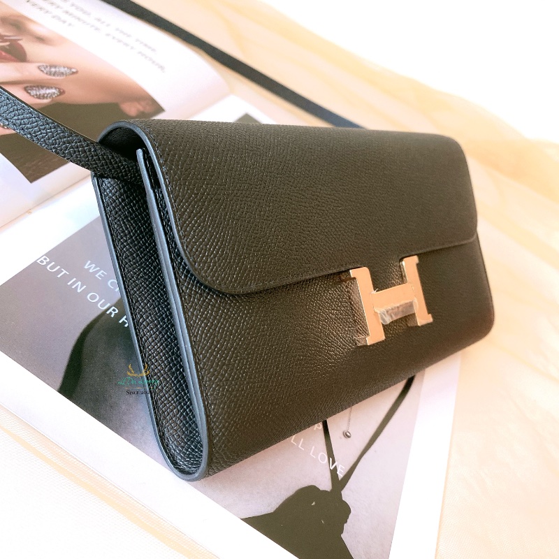 Hermes 愛馬仕 閒置未使用 康康 Constance To Go 黑色 x 玫瑰金 WOC 斜背包 晚宴包 手拿包-3