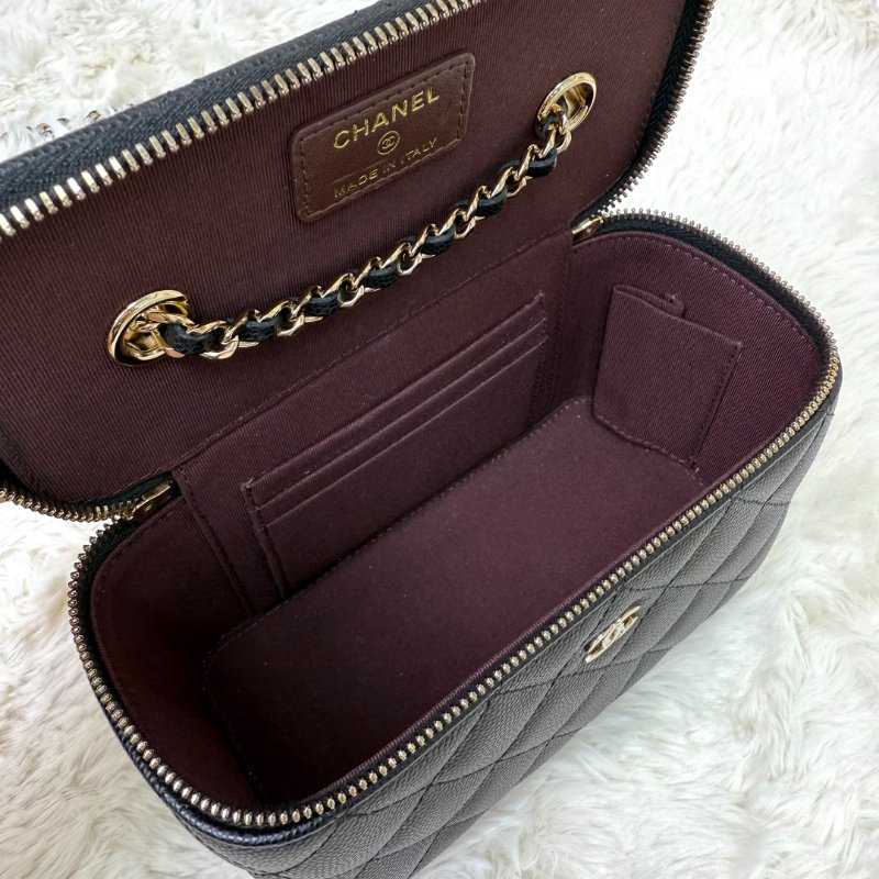 Chanel 黑金 化妆盒 荔枝紋牛皮-6