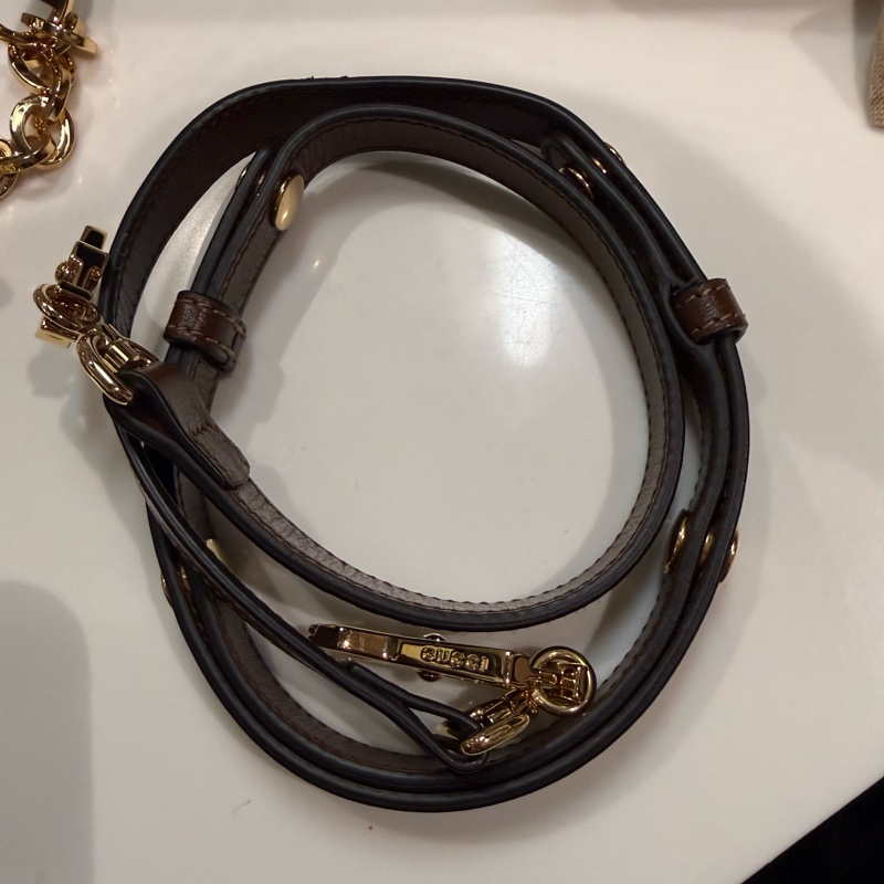 GUCCI Horsebit馬銜扣 迷你手提&斜背兩用包(棕色)-13