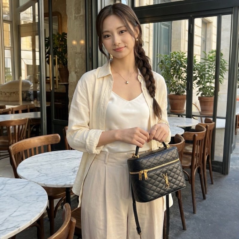 ✨2026季度全新✨Saint Laurent 851572 GABY Vanity 大款 菱格小羊皮化妝包 黑色-4