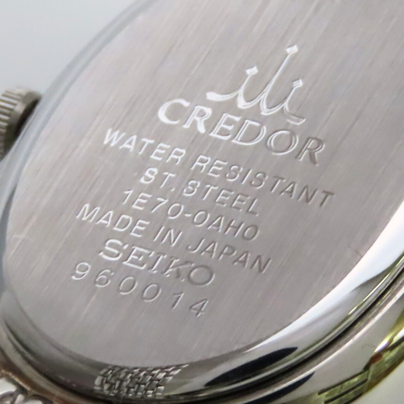 精工 Credor 1E70-0AH0 不鏽鋼鑲鑽腕錶，銀色、玫瑰金和白色錶殼可選。女士款。-18