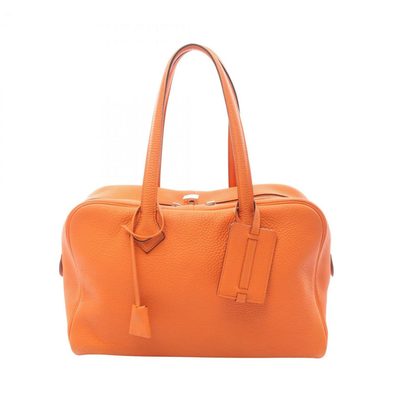 Hermes Hermès Victoria 35 手提包，採用 Taurillon Clemence 皮革製成，橙色。-0