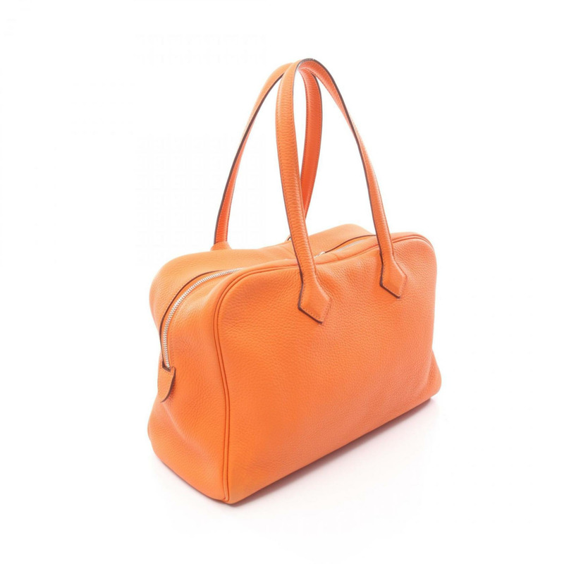Hermes Hermès Victoria 35 手提包，採用 Taurillon Clemence 皮革製成，橙色。-1