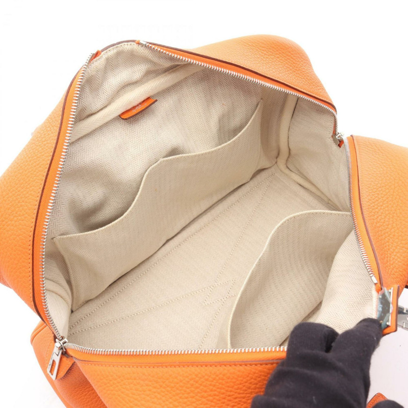 Hermes Hermès Victoria 35 手提包，採用 Taurillon Clemence 皮革製成，橙色。-2