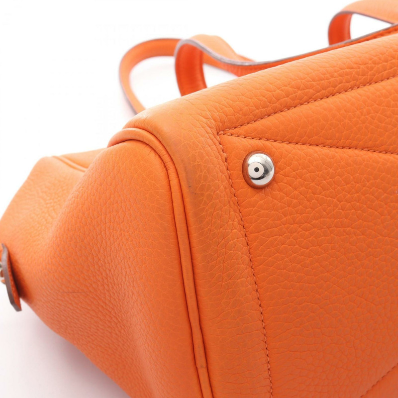 Hermes Hermès Victoria 35 手提包，採用 Taurillon Clemence 皮革製成，橙色。-9