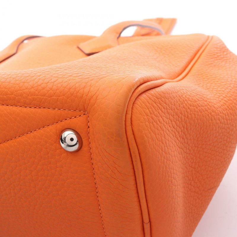 Hermes Hermès Victoria 35 手提包，採用 Taurillon Clemence 皮革製成，橙色。-10