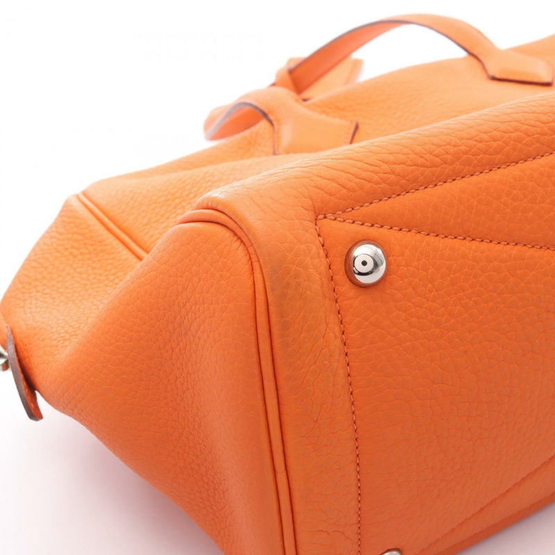 Hermes Hermès Victoria 35 手提包，採用 Taurillon Clemence 皮革製成，橙色。-11